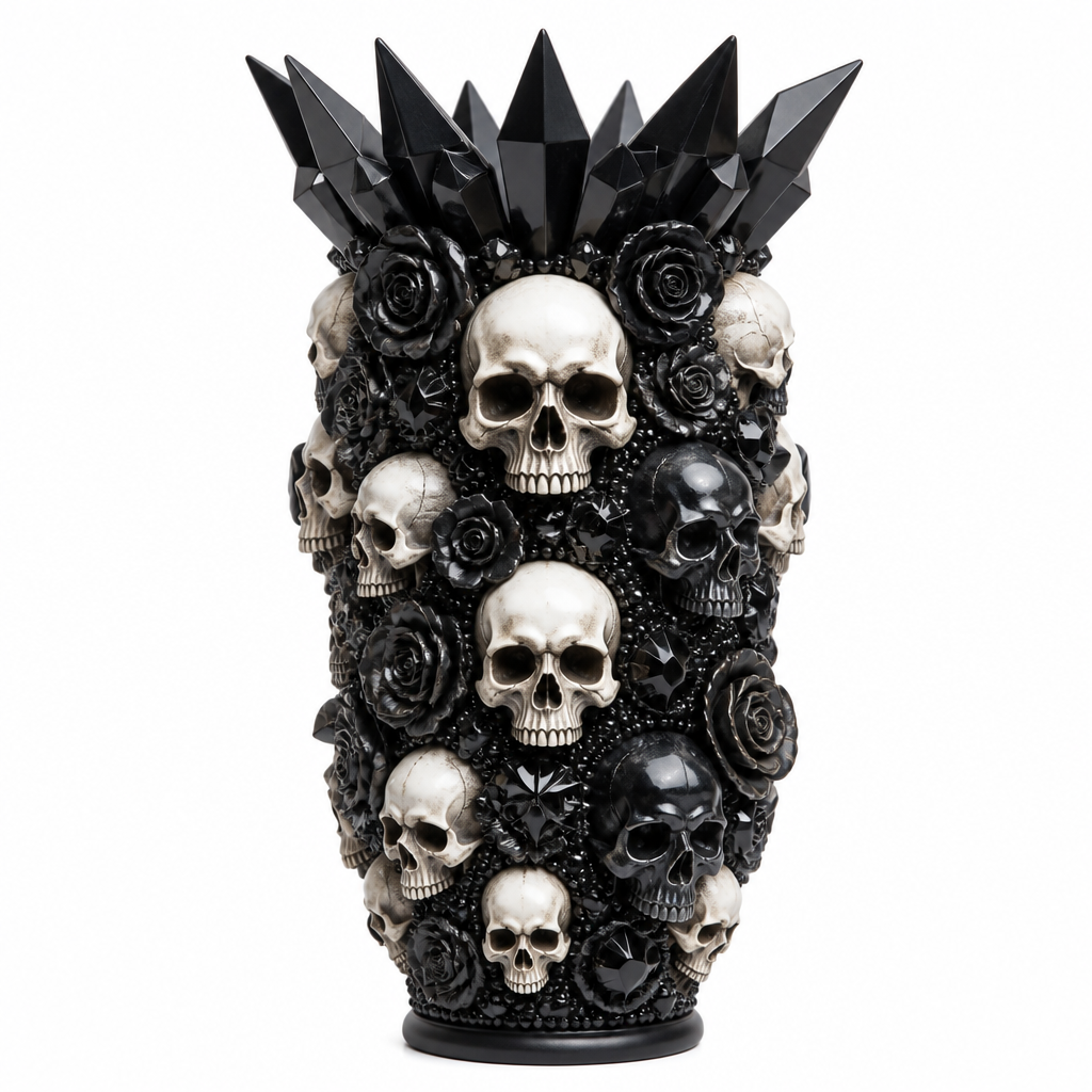 3D Gothic Skull Vase | Dark Aesthetic Flower Holder