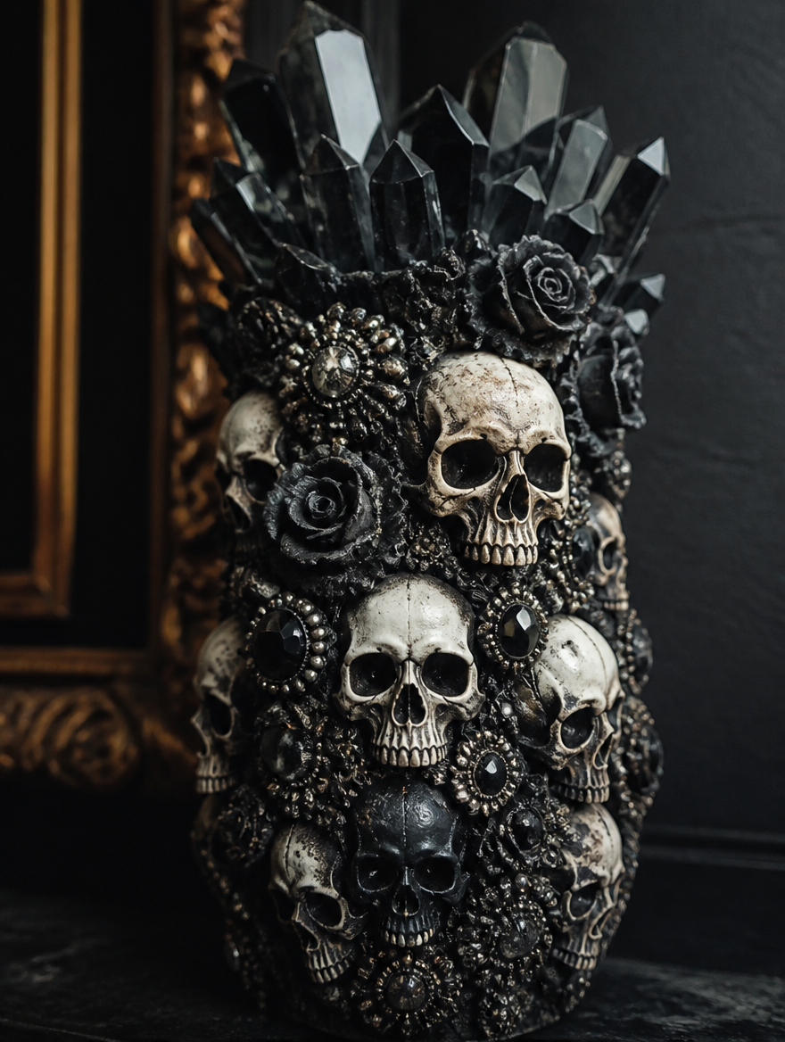 3D Gothic Skull Vase | Dark Aesthetic Flower Holder