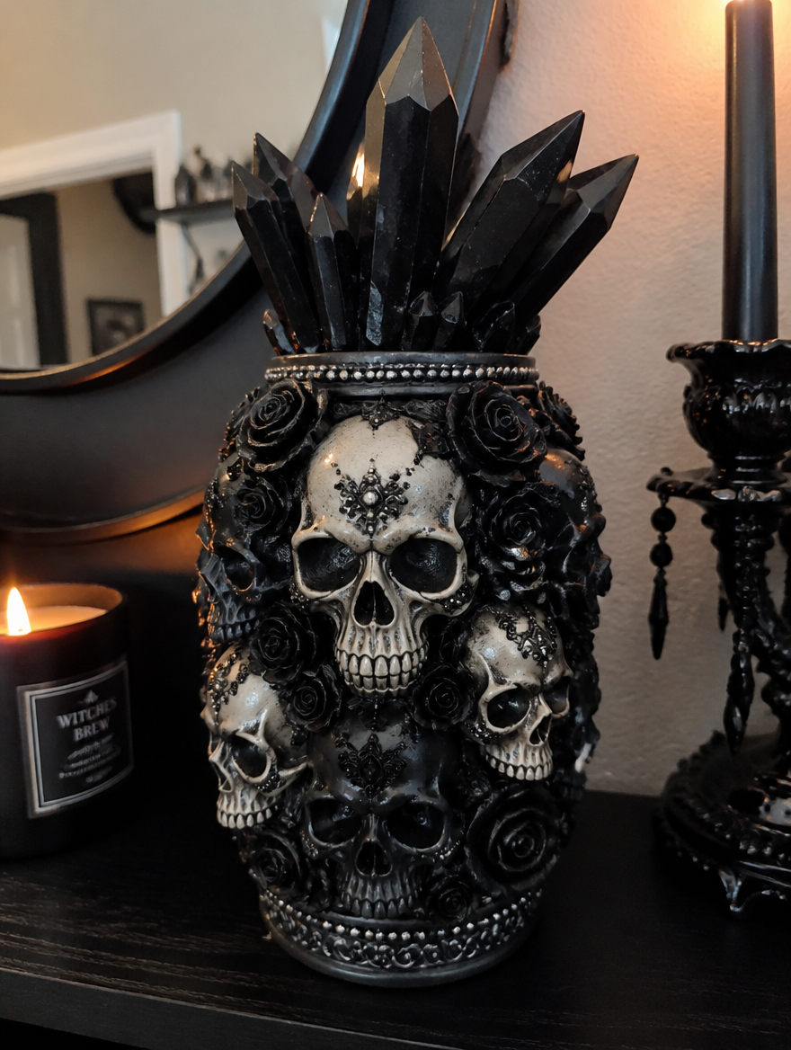 3D Gothic Skull Vase | Dark Aesthetic Flower Holder