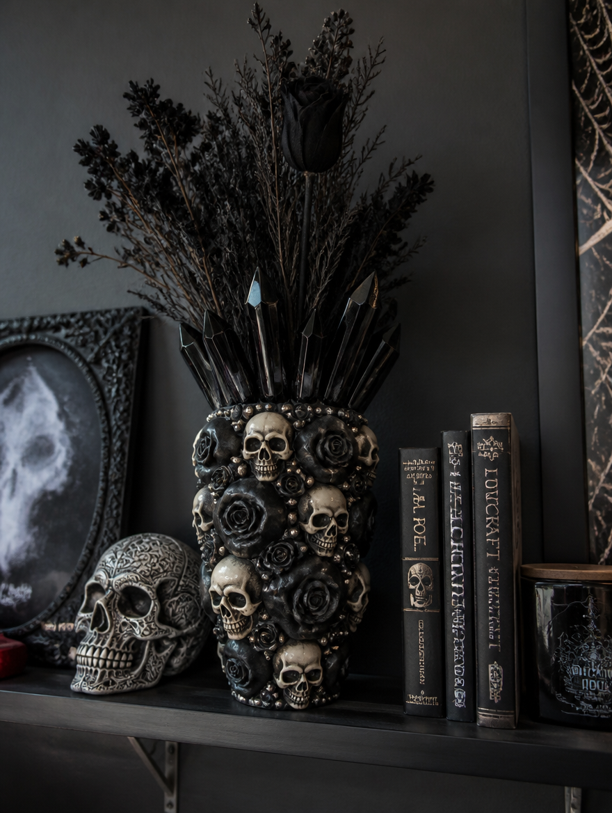 3D Gothic Skull Vase | Dark Aesthetic Flower Holder