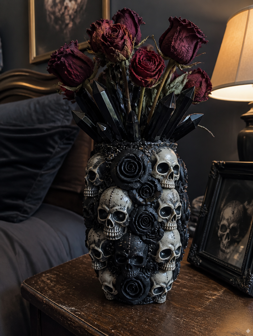 3D Gothic Skull Vase | Dark Aesthetic Flower Holder