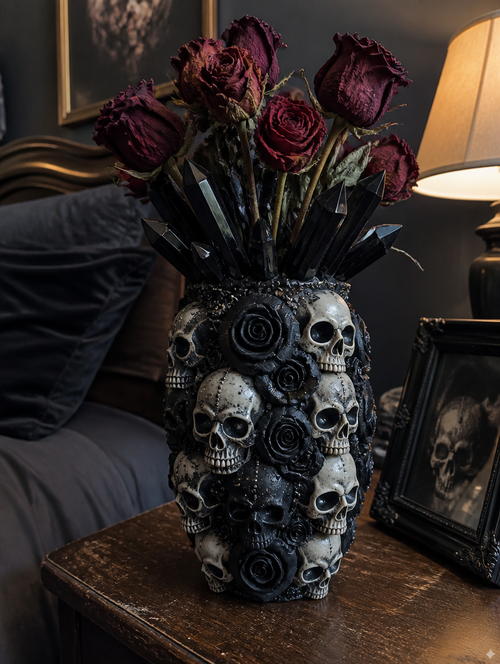 3D Gothic Skull Vase | Dark Aesthetic Flower Holder