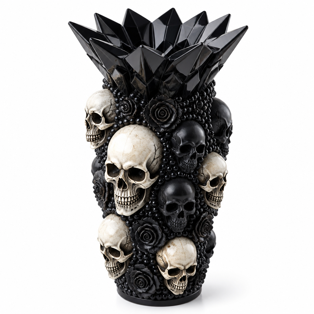 3D Gothic Skull Vase | Dark Aesthetic Flower Holder